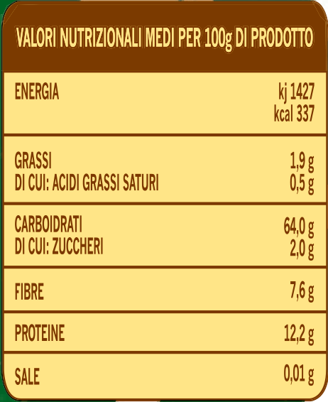Average nutritional Whole-grain soft wheat flour