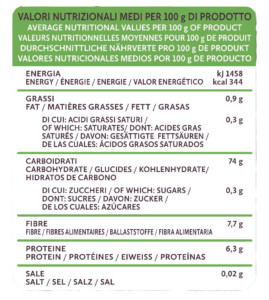 Average nutritional Corn and Rice Pasta