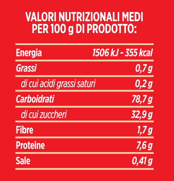 valori nutrizionali molino spadoni