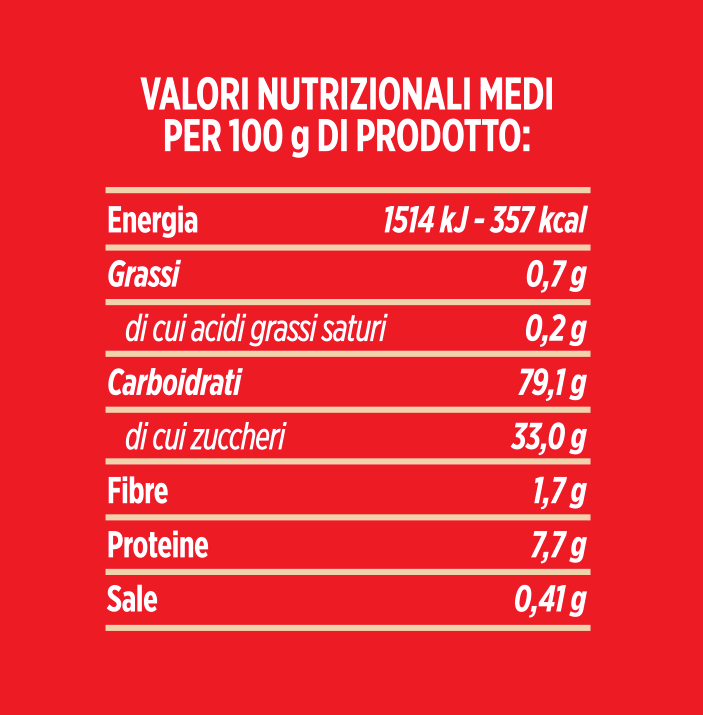 valori nutrizionali preparato per crostata molino spadoni