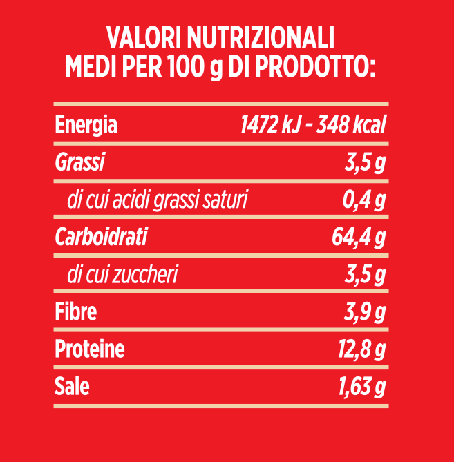 Valori nutrizionali Preparato per pane segale Spadoni