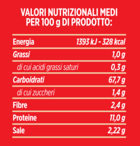 Average nutritional Romagna-style Piadina Mix