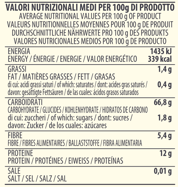 valori nutrizionali farina spadoni macina a pietra